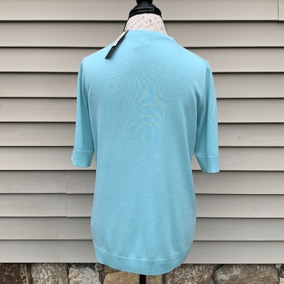 Talbots Short Sleeve Cardigan Sweater - Seafoam - Picture 7 of 11